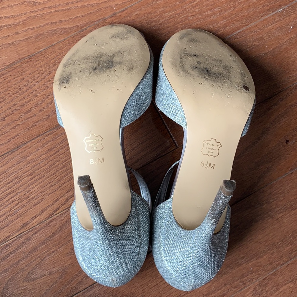 I. Miller Silver Glittery Ankle Strap Peep Toe Heels Prom Wedding Bridal 8.5 - Picture 12 of 16